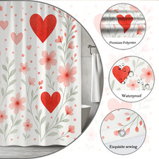 Floral Heart Shower Curtain for Cute Bathroom Decor