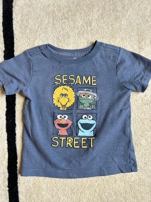 Sesame Street Character Shirt Navy Oscar Elmo Big Bird Cookie Monster 18m