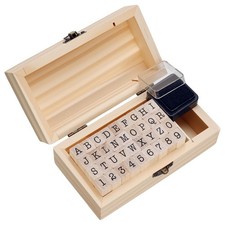 36 Pcs Wooden Rubber Stamps, Wooden Alphabet and Number Stamps with Wood Stor...