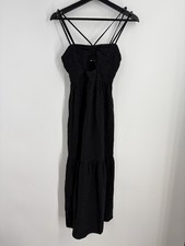 Jason Wu Black Strappy Midi Dress Women’s Size XS Cutout Goth Cocktail 1337
