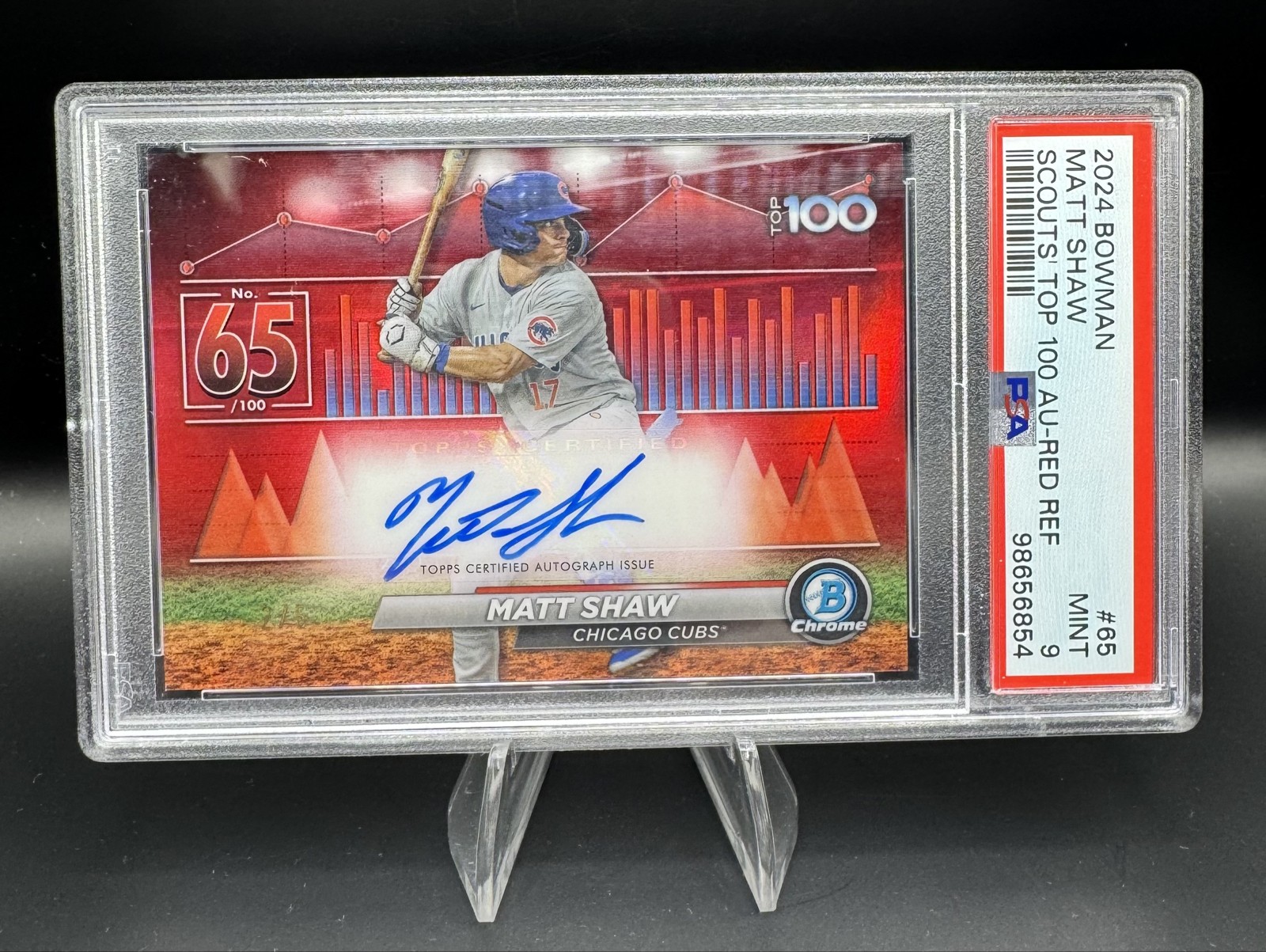 2024 Bowman Scouts Top 100 Autographs Matt Shaw #BTPA-65 Red Refractor /5 Auto