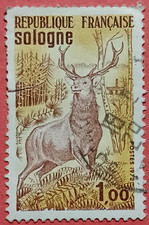 France 1972 - Sologne Cerf 1f - Yvert 1725 Oblitéré Used Stamp Deer Nature