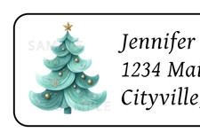 Elegant Teal Christmas Tree Personalized Holiday Address Label Stickers Tags