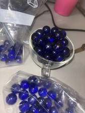 Cobalt Blue Transparent Iridescent Glass Marbles Vase Filler 80s 115 Pc Lot