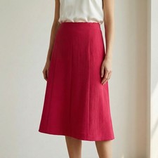NWT MARNI Gonna Red Double Velvet Silk Blend A-line Midi Skirt, size IT40/US4