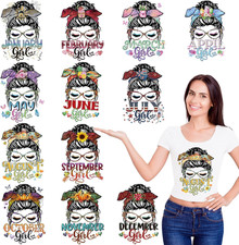 12 Sheets DTF Transfers Ready to Press Iron on Transfers for T-Shirts, Girl Iron