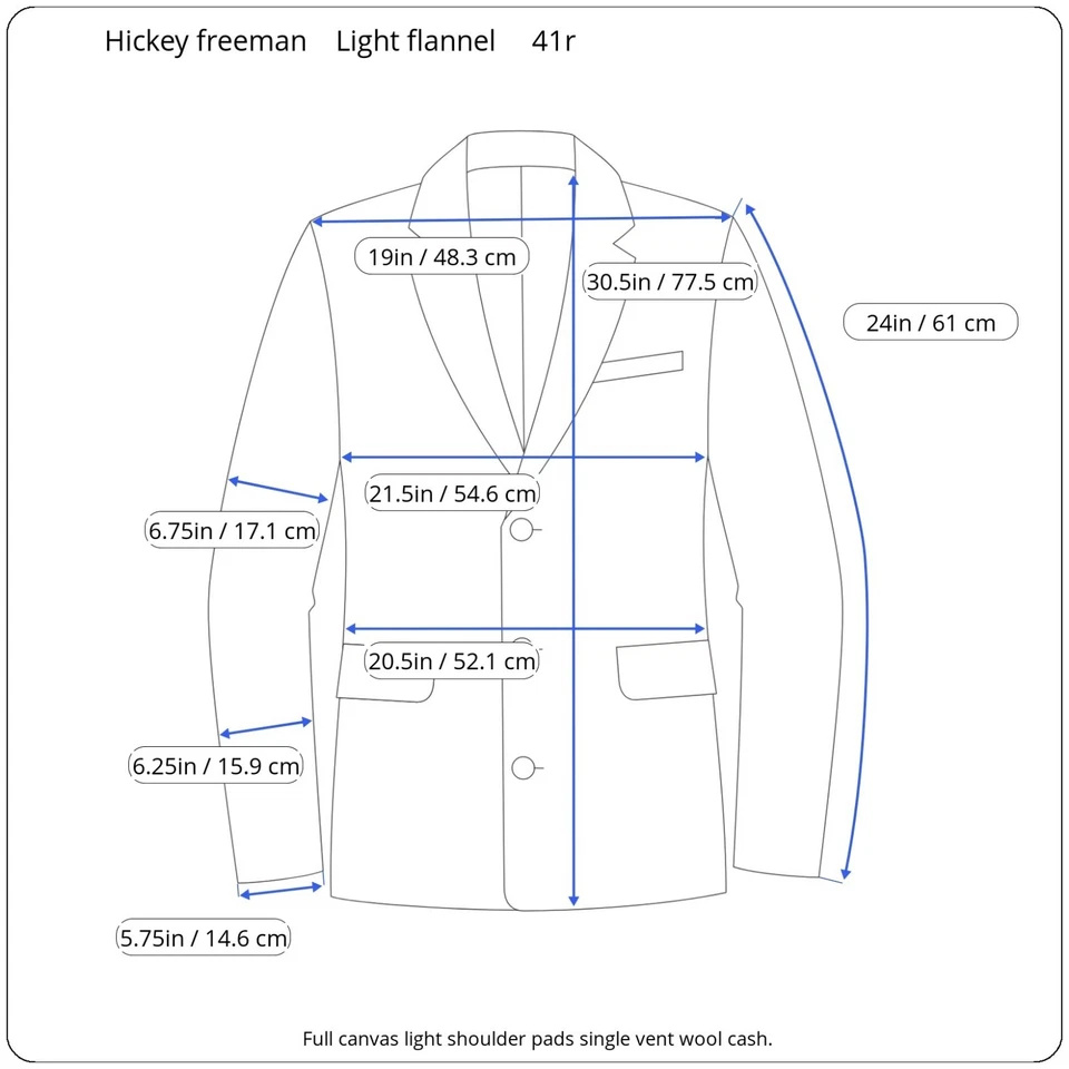 Hickey Freeman Double Breasted Suit 41r 32x28 Flannel Full Canvas Chalk Stripe  - Image 2 of 4