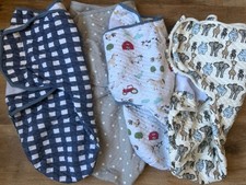 Lot of 4 Multicolor Swaddle Baby Sleeping Bags and Sleepsacks Assorted Patterns