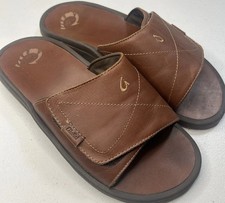 OluKai Ohana Leather Slides Sandals Mens US 12 Brown Sldes 10137