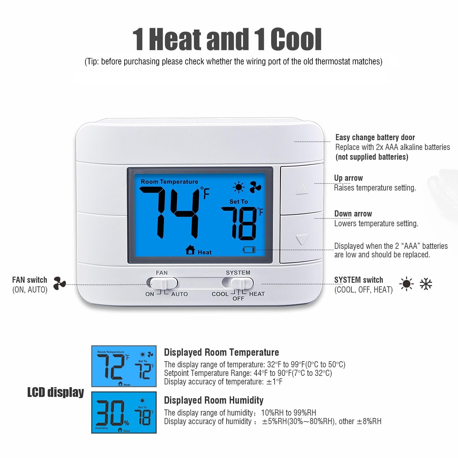 Thermostat Cool House Temperature Non-Programmable Thermostats For