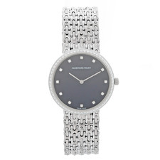 Audemars Piguet Black Diamond Dial & Diamond Bezel 18k White Gold Vintage Watch