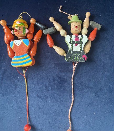 2er Set Holz Jumping Jack Puppen Zugschnur - Bild 2 von 6