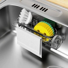 Cisily Kitchen Sink Caddy Sponge Holder in the Sink, Stainless Steel Kitchen Sin