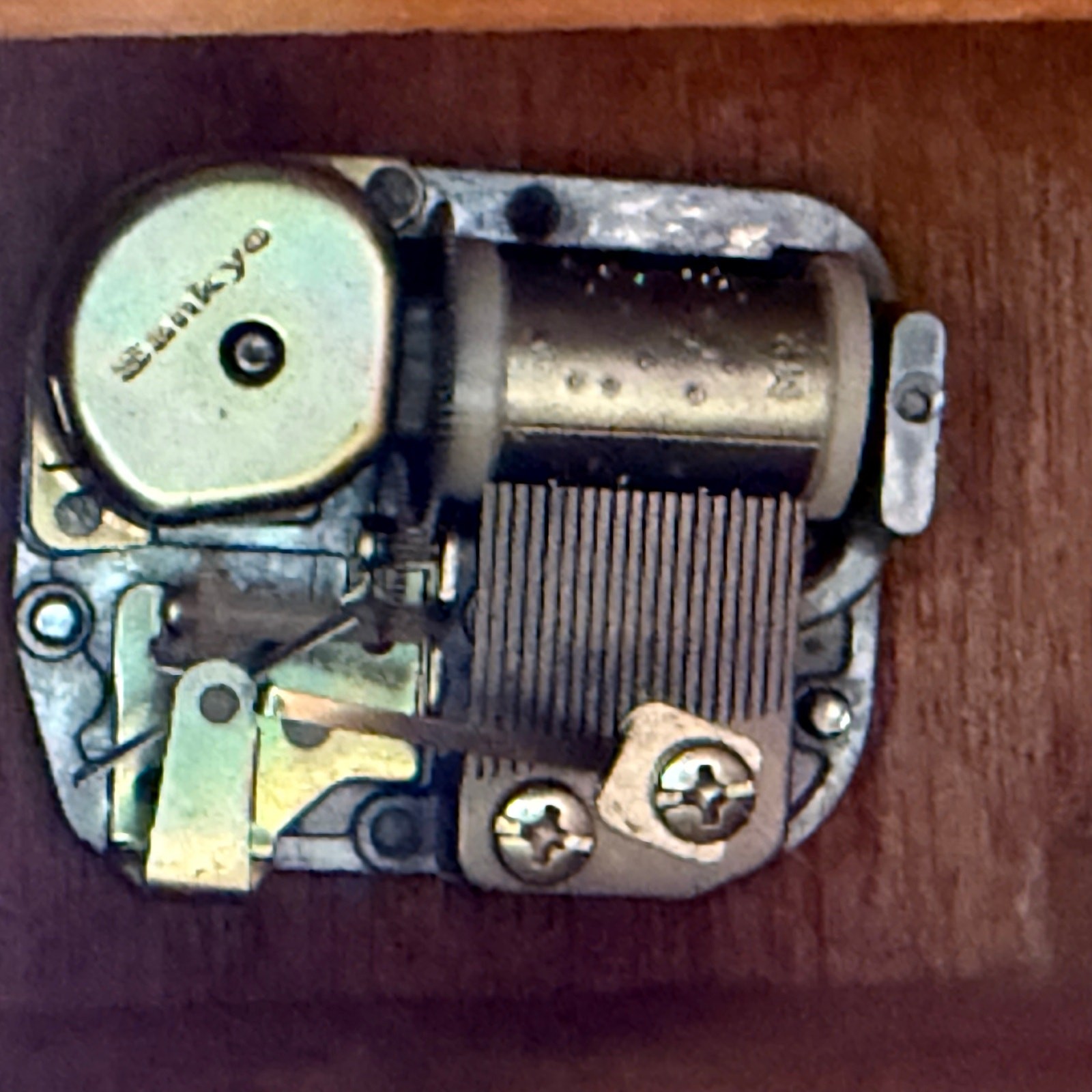 Vintage Standing Wooden Jewelry Box w/ Drawers & Lattice Door Music Box