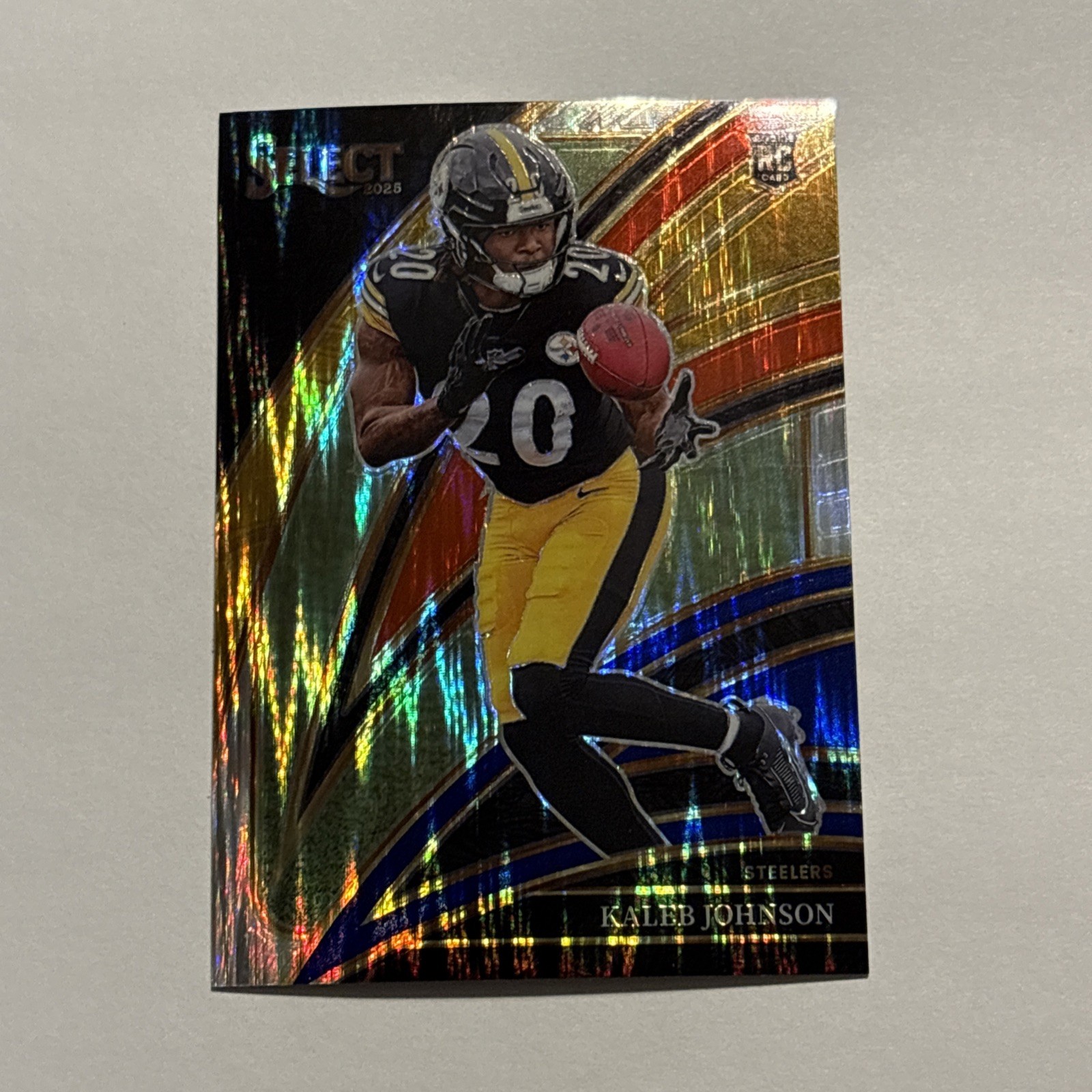 Kaleb Johnson 2025 Select Prizms Red Blue Shock Club Level Refractor Rookie #252