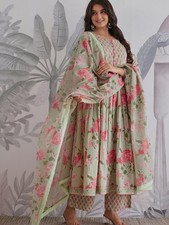 Women  s Floral Anarkali Suit Set   3 Piece Ethnic Outfit