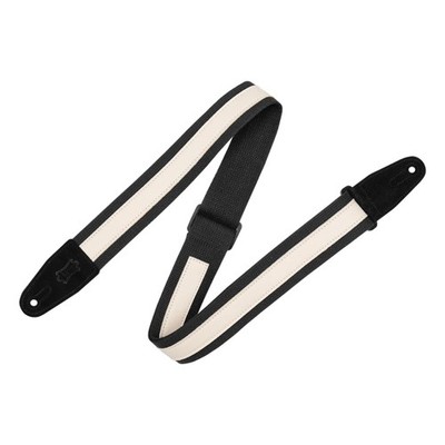 Levy's 2'' Cotton and Leather Combo Guitar Strap - Black and Cream