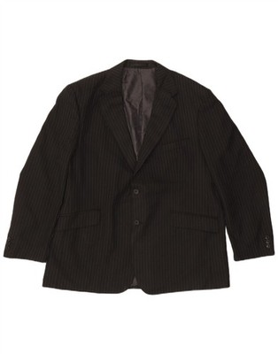 MARKS & SPENCER Herren 2 Knopf Blazer Sakko UK 46 3XL Schwarz Nadelstreifen CC20