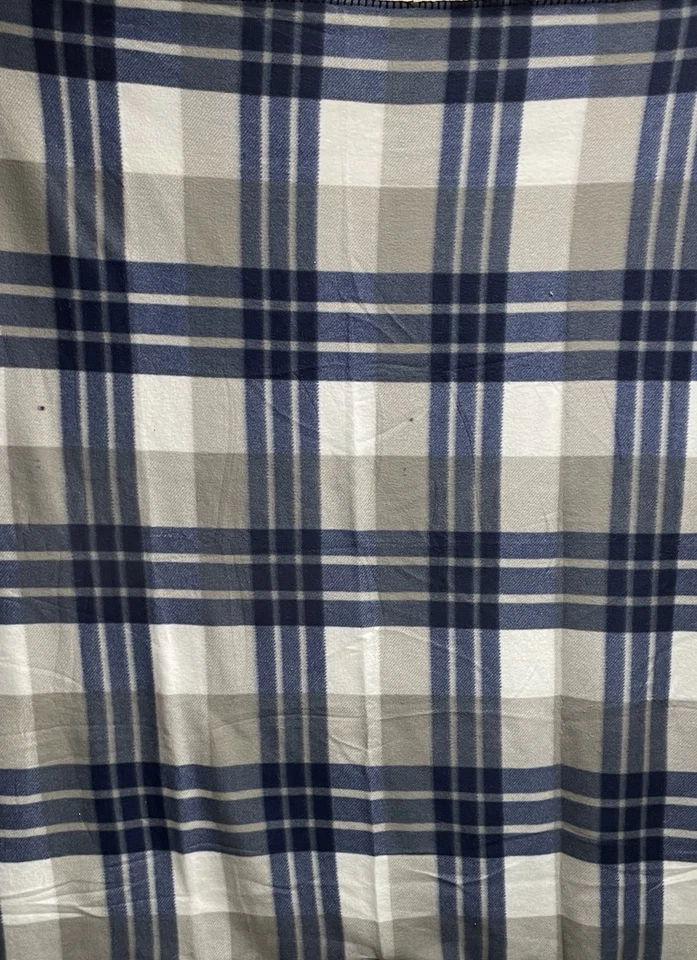 Vintage Blue,grey, And White Plaid Wool Blanket Throw58x49 - Image 1 of 1