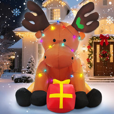 8FT Christmas Inflatable Reindeer Outdoor Decoration   LED Lights Yard Decor