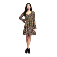 Old Navy Dress Womens Career Long Sleeve Floral V-Neck  Size 4 Lined Fairy