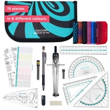CALCUSO 15-Piece Maths Set & Professional Geometry Set – Precision Center-Whe...