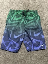 Nike Boy's Multicolor Flat Front Pixel Swoosh Volley Comfy Swim Trunks Size L