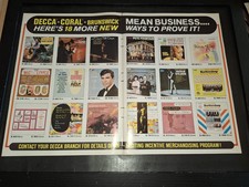 Decca Records Rare Original 1965 Promo Poster Ad Framed!