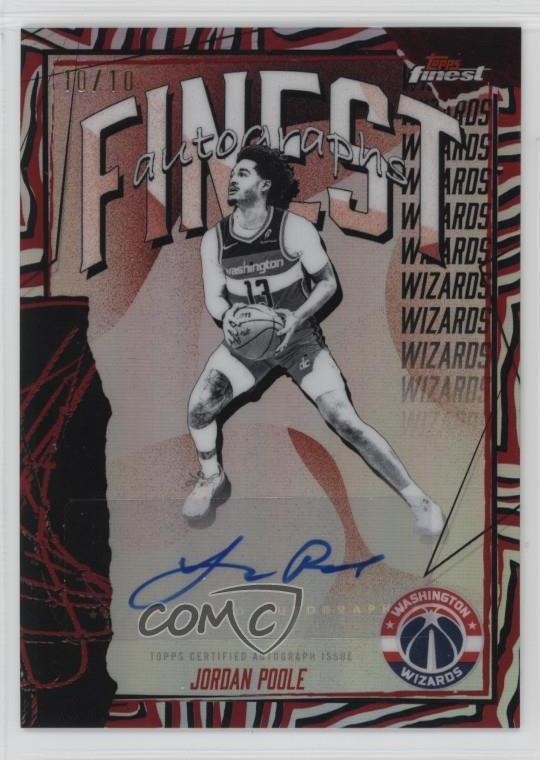 2025-26 Topps Finest Red & Black Vapor Refractor 10/10 Jordan Poole Auto 1e6a