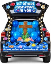 Halloween Religious Trunk or Treat Car Decorations Kit, Christian Sea Jesus