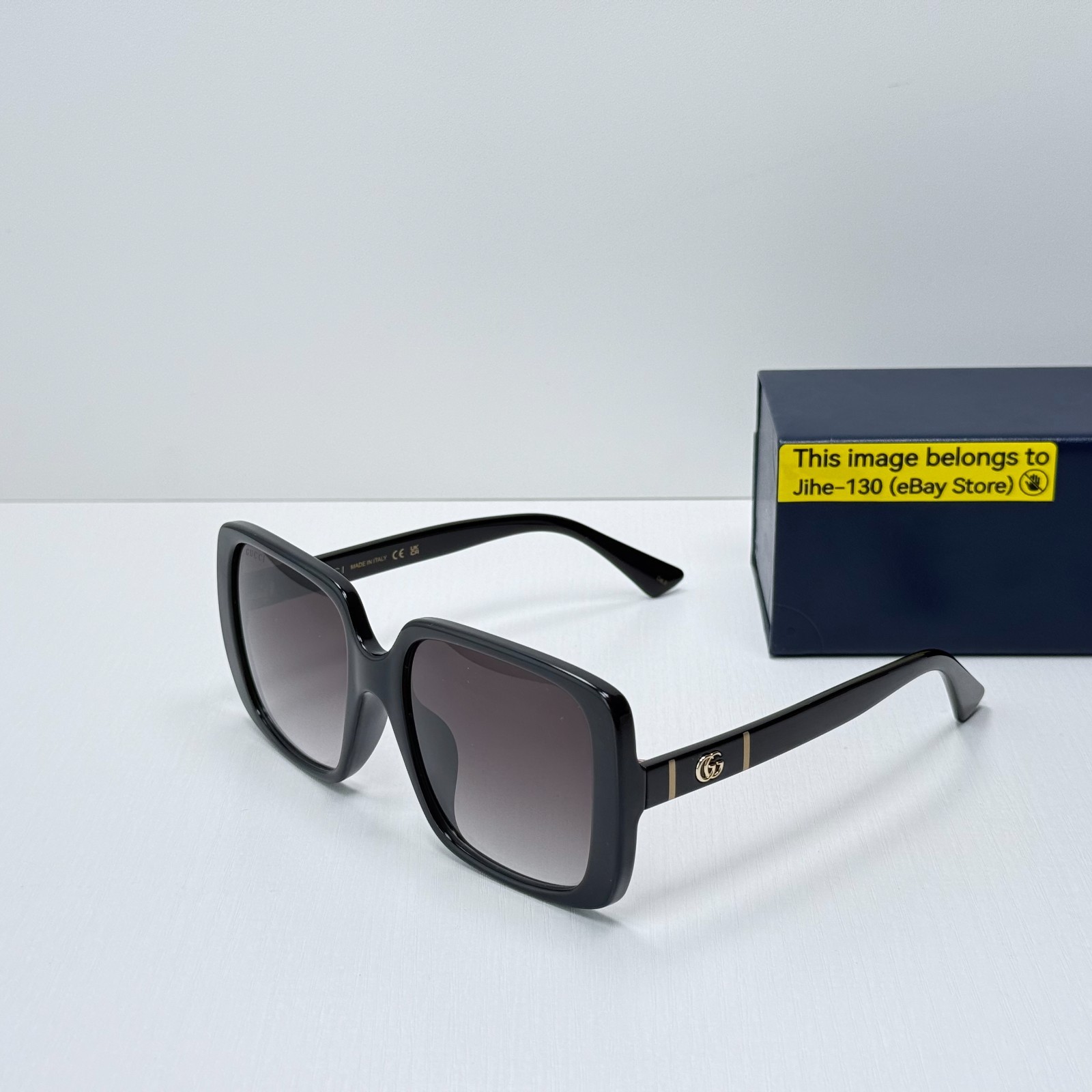 Gucci GG0632SA Square Black Sunglasses for Women Grey Gradient Lenses 56mm