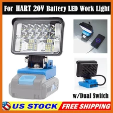Portable LED Work Light For HART 20V Li-ion Battery Powered w/USB Fast Charge
