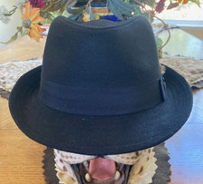 DORFMAN PACIFIC  MENS BLACK WOOL FEDORA HAT  M  NEW LINED BLUES JAZZ PORK PIE