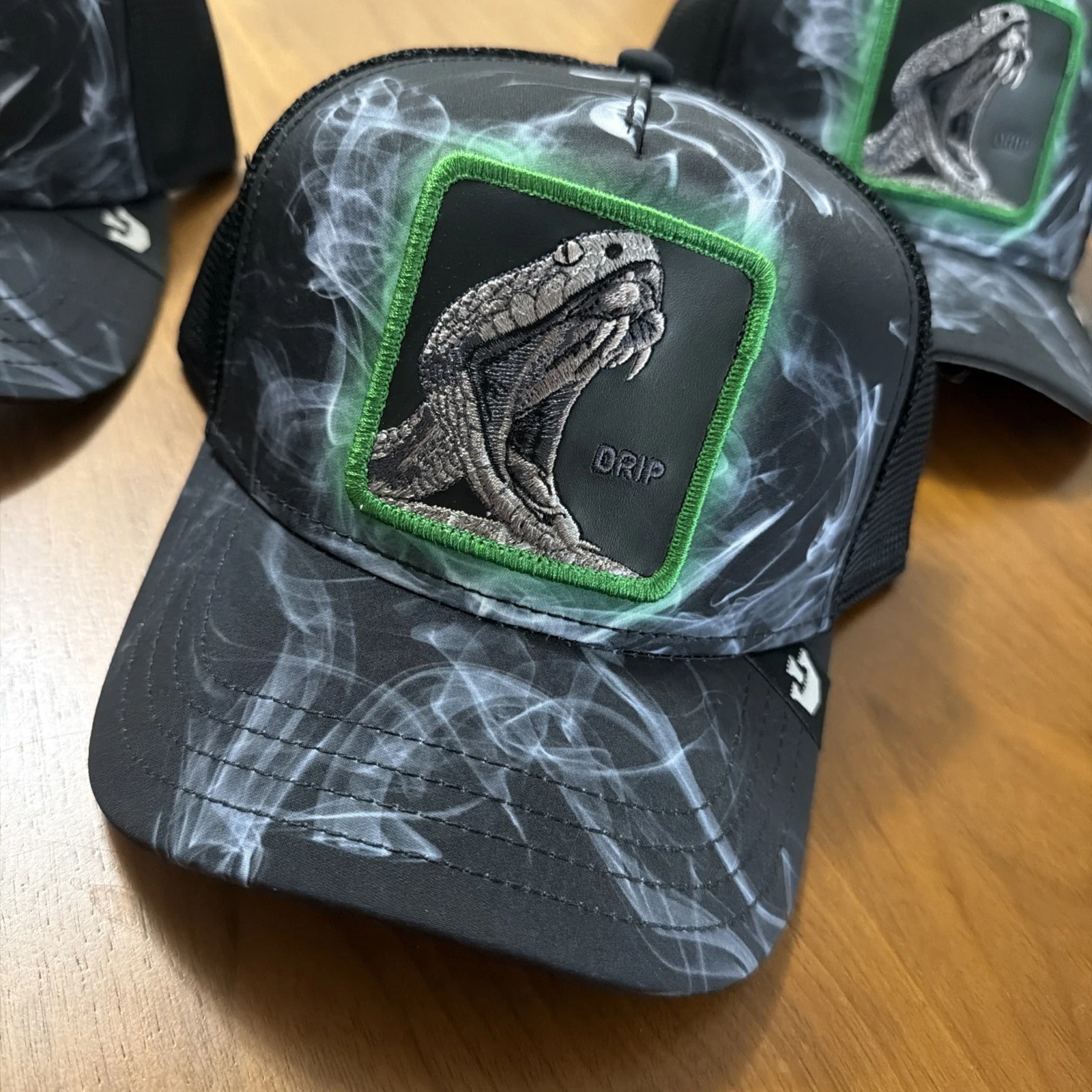 Goorin Bros Animal The Farm Trucker Baseball Snapback Hat Cap Snake Drip Black