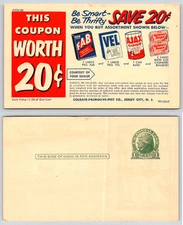 Colgate Palmolive Peet FAB VEL AJAX CASHMERE BOUQUET Advertising Postcard W171