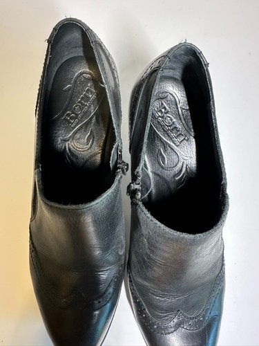 Born Schuhe Damen 8 Chakri schwarz Leder Academia Budapester Reißverschluss Stiefeletten - Bild 3 von 13