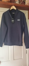 Barbour Jumper Mens Navy Blue International Essential Half Zip Pullover Top NEW