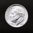 1957-P SILVER  Roosevelt Dime . Bright BU w/Full Bands