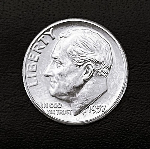 1957-P SILVER  Roosevelt Dime . Bright BU w/Full Bands