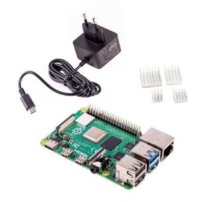 Raspberry Pi 4 2GB Kit / Offizielles Netzteil / 4 teile Aluminium Kühlkörper Set