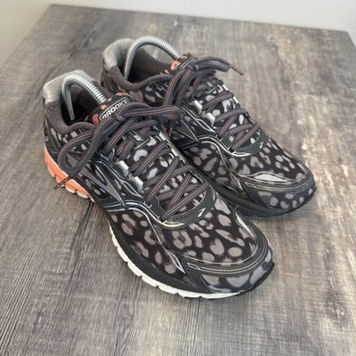 Brooks Ghost 8 Leopard Print Women's 9 Running Shoes Black Coral Athlete Read**
