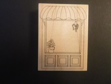 Flower Shop Front - Rubber Stamp - Wood Mounted - Used