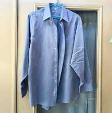 Geoffrey Beene Men's Blue Solid Wrinkle Resistant Oxford Dress Shirt 16.5 34/35