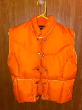 Vintage Tempco Down Vest Orange Goose Down Insulated , Excellent Condition
