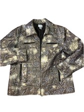 Chicos Jacket Blazer Floral Brocade Size 2-L Gold Metallic Granny Core