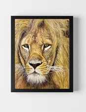 GUAJARDO Original Contemporary Expressionism Lion 14X11 Paper Signed Art