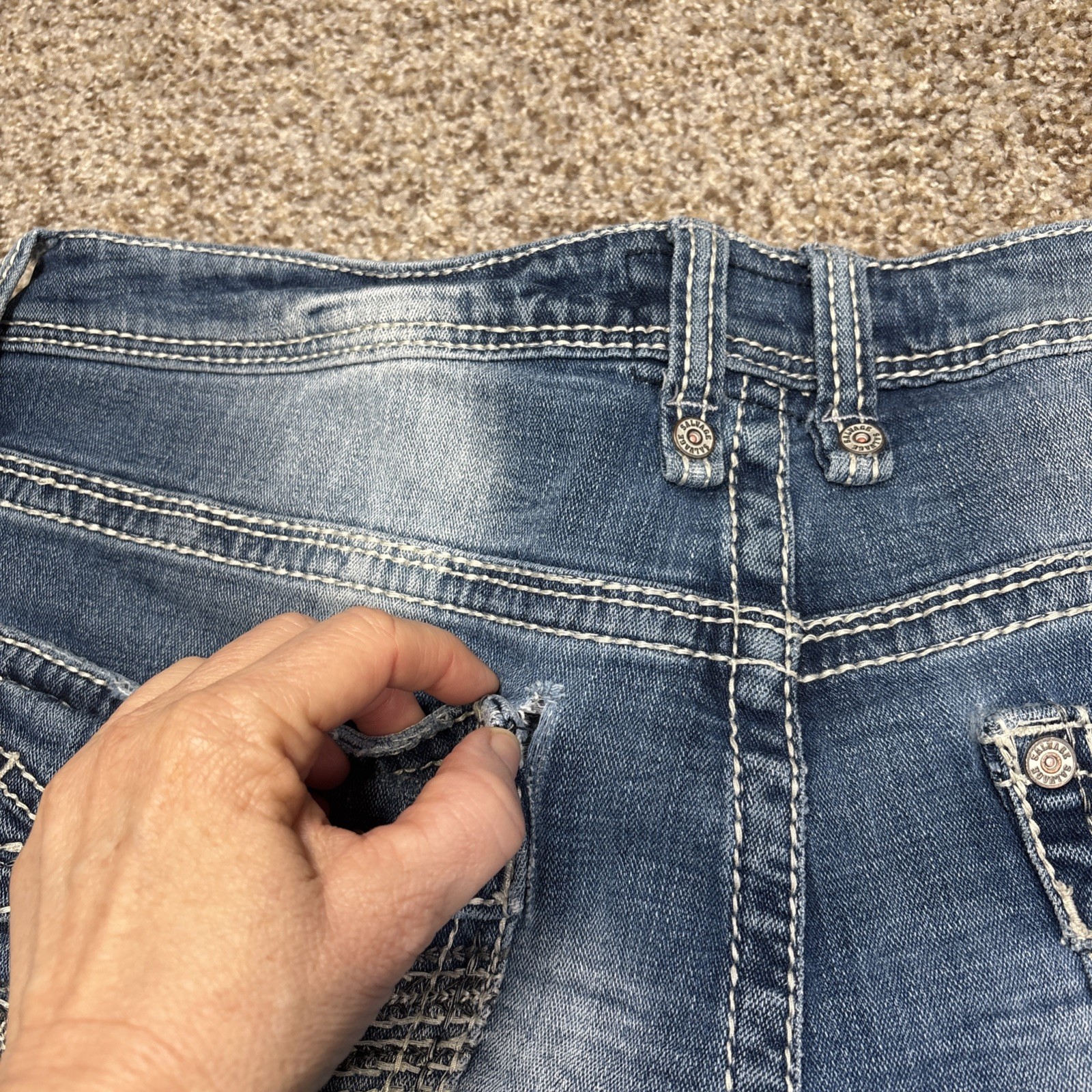 Buckle Salvage Jeans Mens 34S Mayhem Bootcut Medium Acid Wash Fits 36 X 30 - View 16