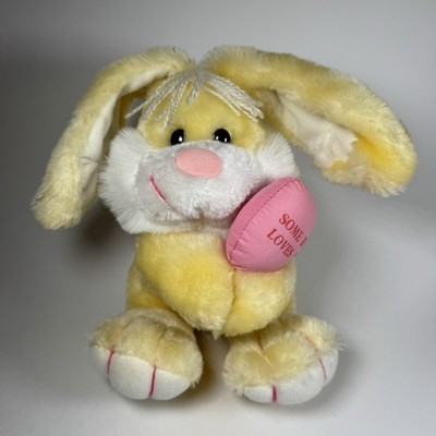 Prestige Toy Corp Vintage Plush 8'' Rabbit Yellow Some Bunny Loves You 1985