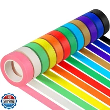 Guirnd 12PCS Colored Masking Tape, Kids Art Supplies, DIY Craft Tape, Colored