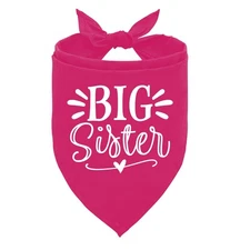 Big Sister Dog Bandana - Deep Pink Pet Triangle Scarf Accessory for Large Dogs